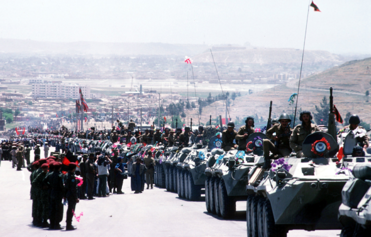  Soviet troops withdraw May 15, 1988 from Kabul, Afghanistan.