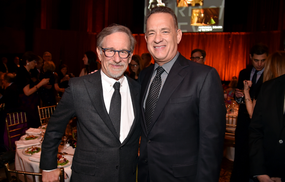 Director Steven Spielberg (L) and actor Tom Hanks attend the The National Board Of Review Annual Awards Gala at Cipriani 42nd Street on January 9, 2018 in New York City