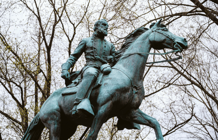 A statue of Confederate General Thomas "Stonewall" Jackson is seen at Justice Park on April 1, 2021 in Charlottesville, Virginia