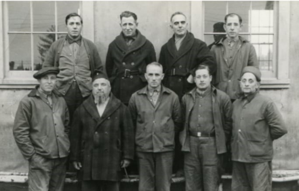 Italian-Canadian men at an internment camp, ca. 1940. (Photo Credit: Joyce Pillarella via Wikimedia Commons)