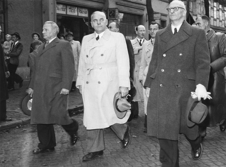 Felix Steiner at a postwar Waffen-SS meeting with General Fallschirmjäger and Herbert Gille