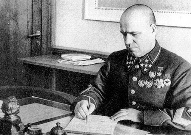 Georgi Zhukov sitting at his desk