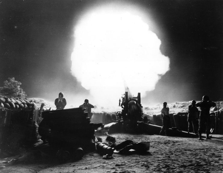 Military action at night during the Korean War
