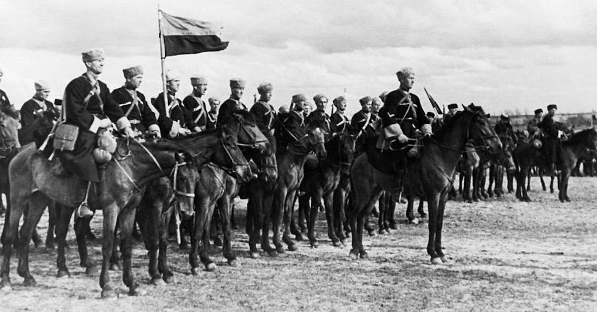 Cavalry of Kuban Cossacks on horseback