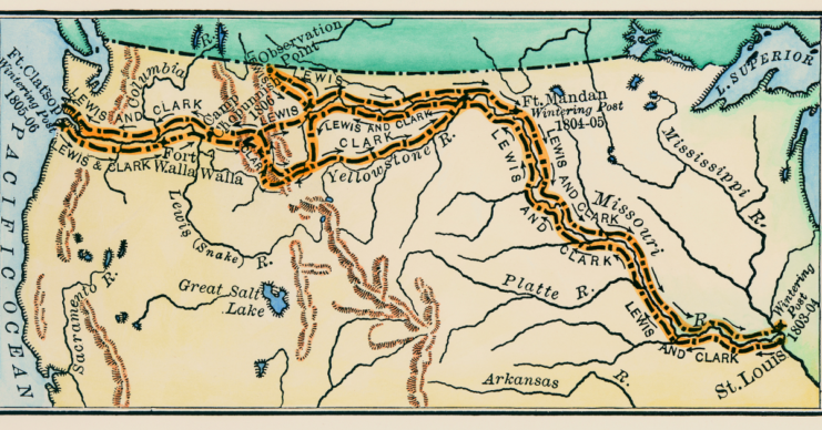 Map of Lewis and Clark's travels 