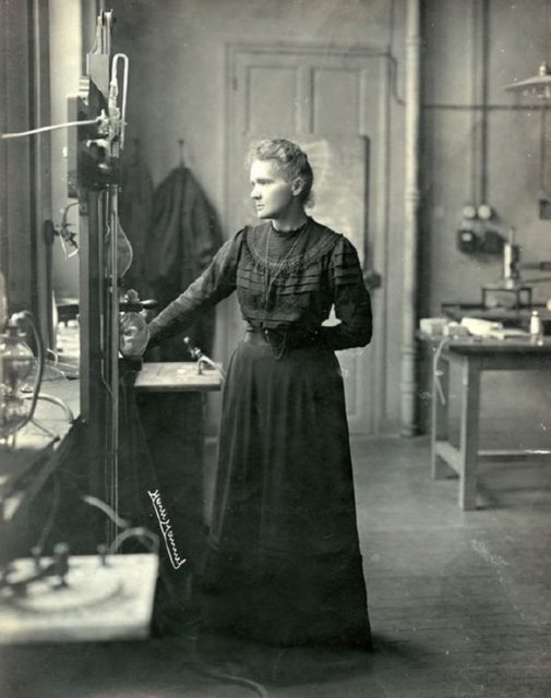 Marie Curie in her laboratory