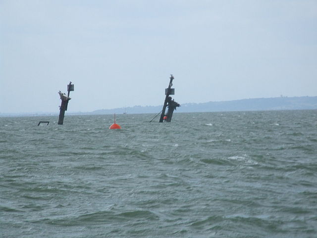 Masts from the SS Richard Montgomery sticking out of the water