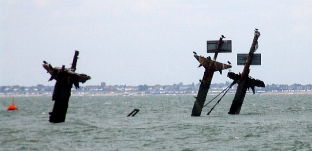 Masts from the SS Richard Montgomery sticking out of the water