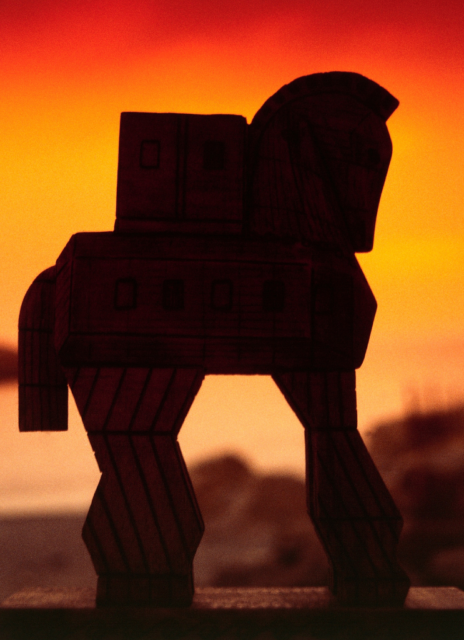 Trojan horse at sunset 