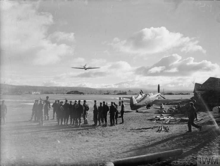 Members of the RAF 151 Wing standing in a group