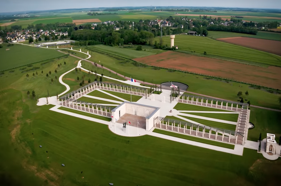 Aerial view of Britain's Normandy Memorial in France