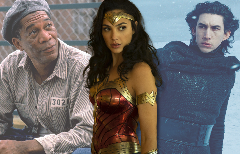 Morgan Freeman as Ellis Boyd "Red" Redding in 'The Shawshank Redemption' + Gal Gadot as Wonder Woman in 'Wonder Woman 1984' + Adam Driver as Kylo Ren in 'Star Wars: The Force Awakens'