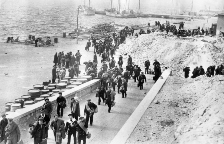 Italian Naval Prisoners leaving Tobruk after the British had taken possession. 10th February 1941