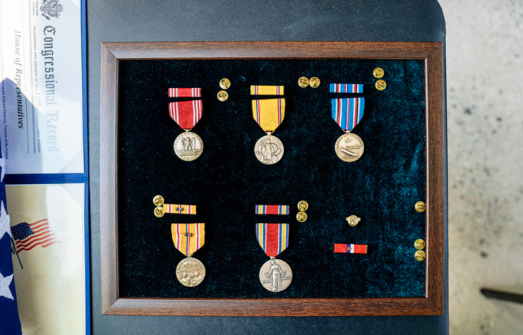 Medals in a case