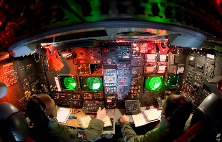 A view of the lower deck of the B-52, dubbed the battle station