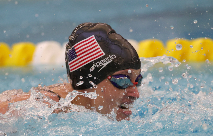 Elizabeth Marks of the United States competes in the Women's 50m Butterfly finals during day 1 of the 2021 U.S. Paralympic Swimming Trials