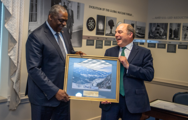 Secretary of Defense Lloyd J. Austin III meets with United Kingdom Secretary of State for Defence Ben Wallace MP at the Pentagon, Washington, D.C., July 12, 2021.