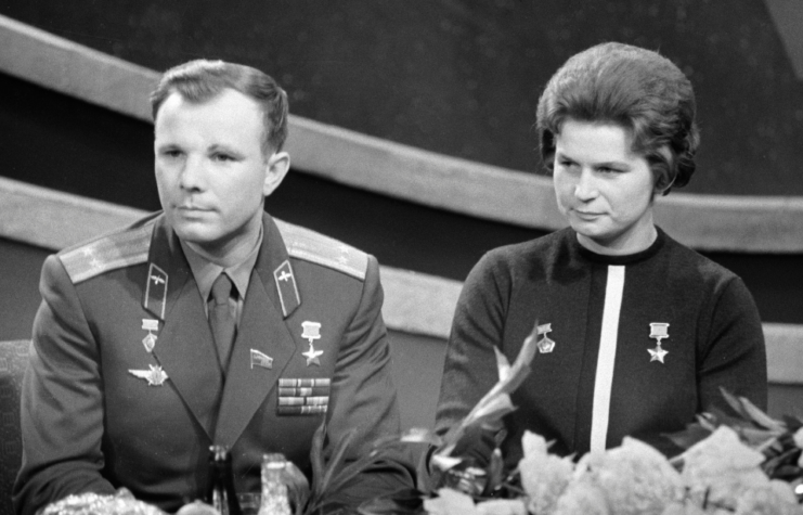 Yuri Gagarin and Valentina Tereshkova, Russian cosmonauts, 1963.