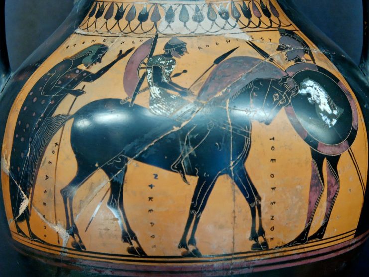 Vase painting depicting a Greek Hippeus (cavalry), 5th Century, Athens. (Photo Credit: Marie-Lan Nguyen/ Wikimedia Commons)