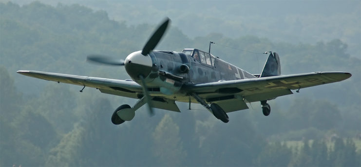 A license-built Messerschmitt Bf 109 G-2. Rebuilt by the EADS/Messerschmitt Foundation, Germany with a Daimler-Benz DB 605 engine as a G-6.