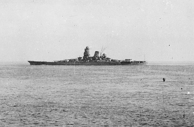 Musashi battleship on the water