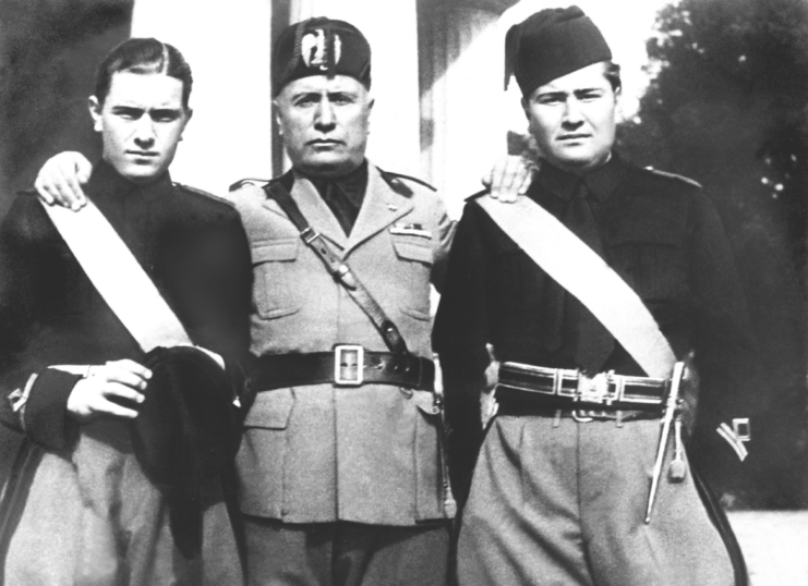 Mussolini and his two sons 