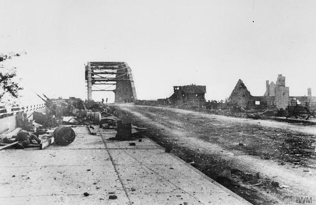 Arnhem bridge covered in battle damage