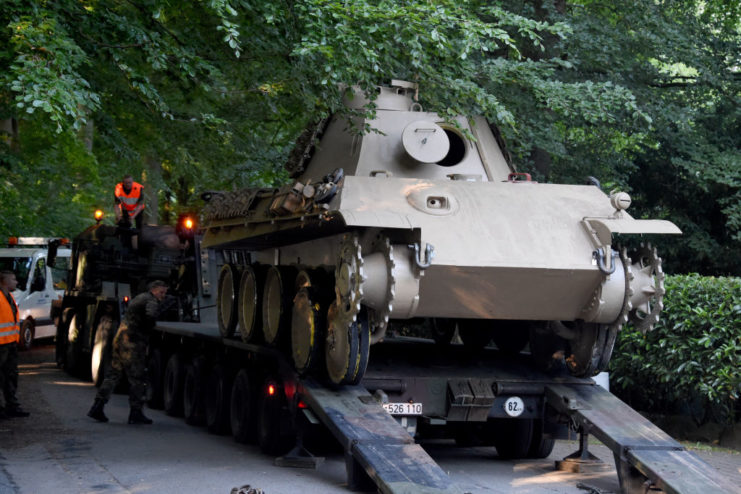 1943 Panther tank on a loading truck