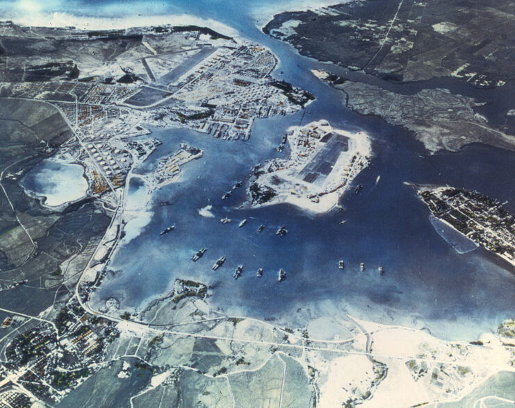 Aerial view of Pearl Harbor