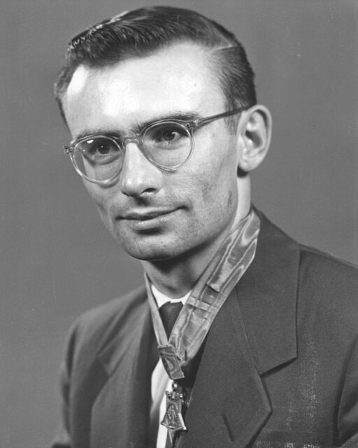 Portrait of Robert Simanek wearing his Medal of Honor