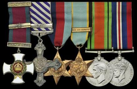 Six WWII medals laid side-by-side