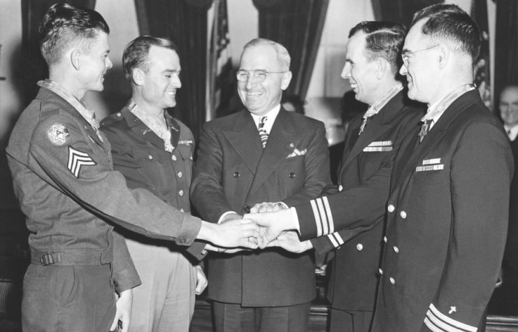 President Truman Decorating Service Men With The Medal Of Honor In Washington On January 1946