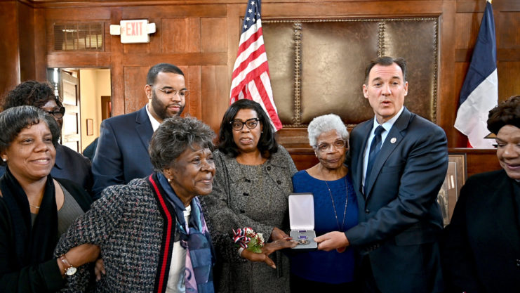 US Rep. Tom Suozzi attends an event to honor the Harlem Hellfighters