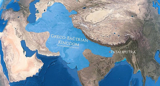 Map showing the expanse of the Greco-Bactrian Kingdom