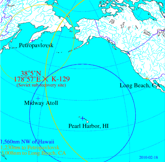 K-129 recovery site based on FOIA release. (Enemenemu / Wikipedia / Public Domain)