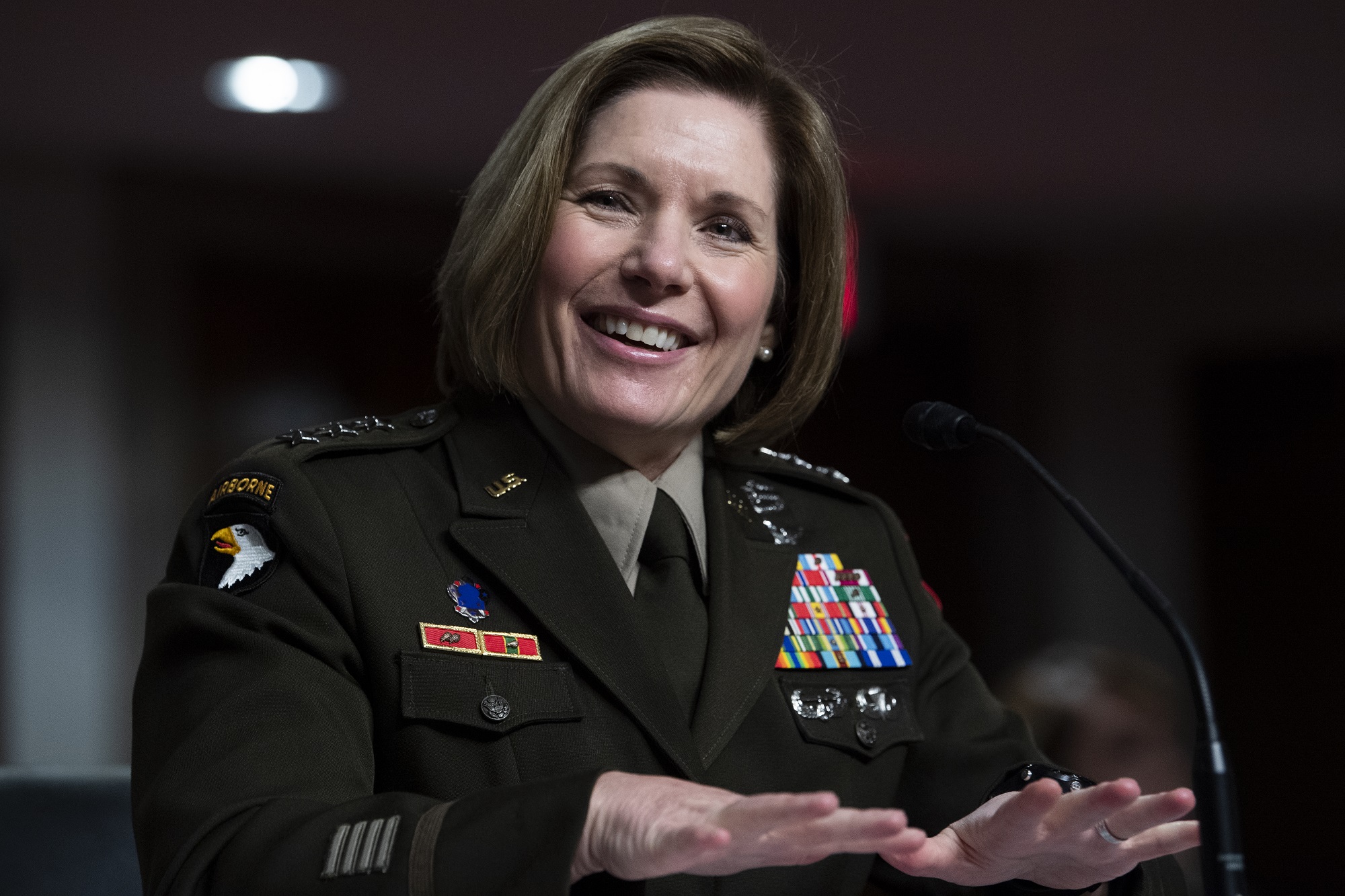 UNITED STATES - AUGUST 03: Lt. Gen. Laura Richardson, nominee to be commander, U.S. Southern Command, testifies during her Senate Armed Services Committee confirmation hearing in Dirksen Building on Tuesday, August 03, 2021. (Photo By Tom Williams/CQ-Roll Call, Inc via Getty Images)