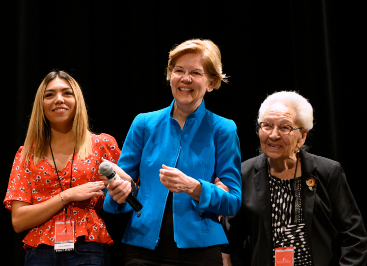 Marcella Lebeau, Senator Elizabeth Warren and Donna Brandia 