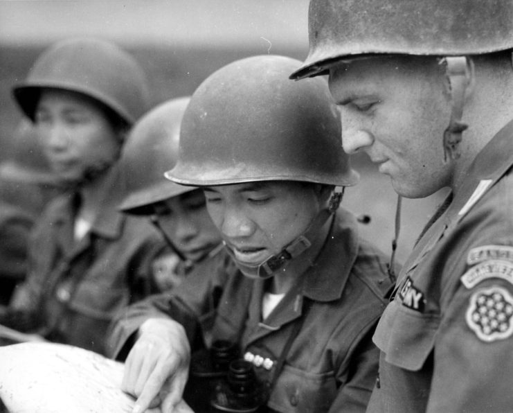 US Army advisor training a battalion of South Vietnamese soldiers