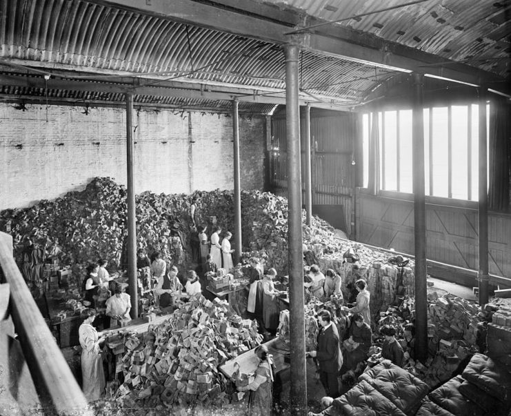 Munitionettes working amongst supplies