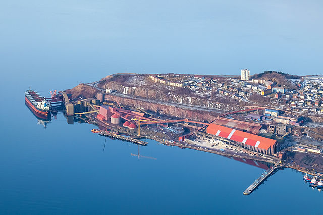 Aerial view of Narvik Harbor in Narvik, Norway