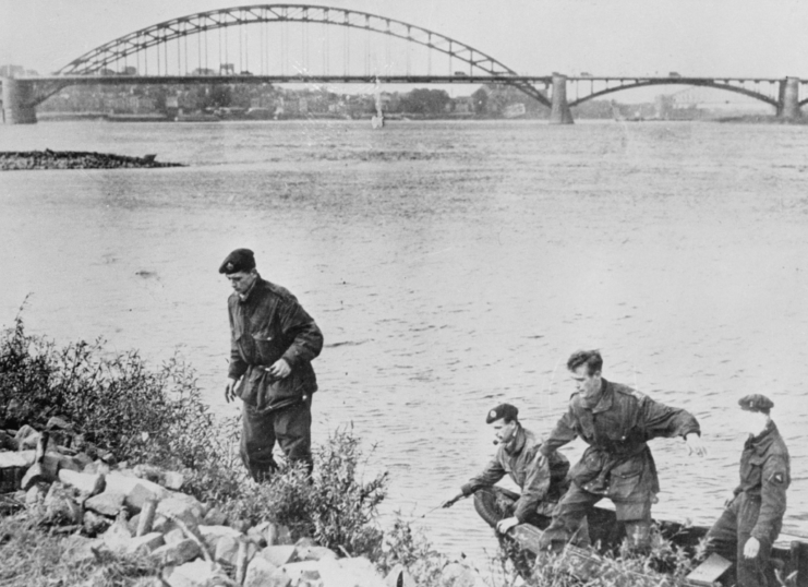 British paratroopers coming ashore to reach Nijmegen