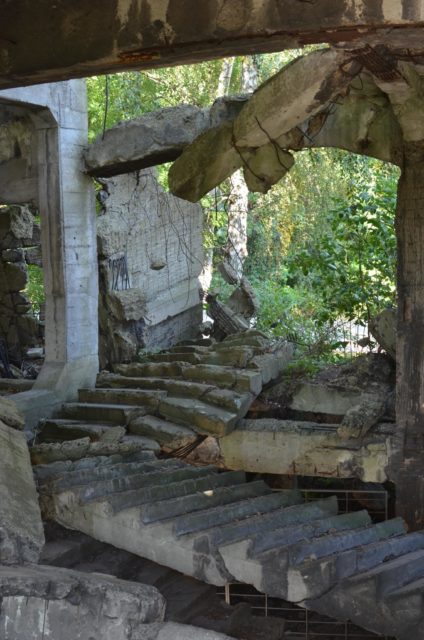 Crumbling set of concrete stairs following the Battle of Westerplatte