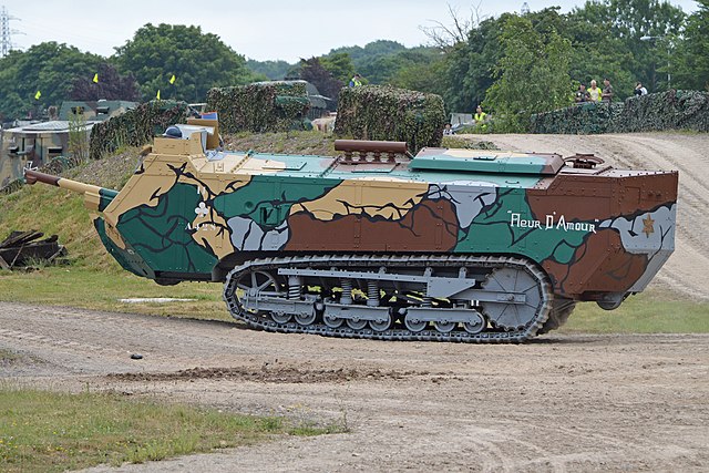 The tank on a gravel road