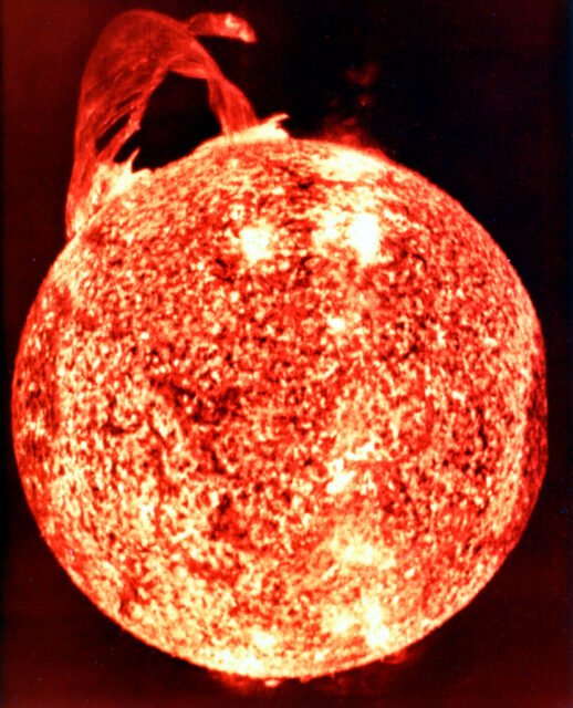 Solar flare on the surface of the Sun