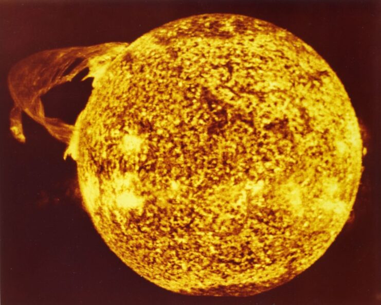 Solar flare on the surface on the Sun