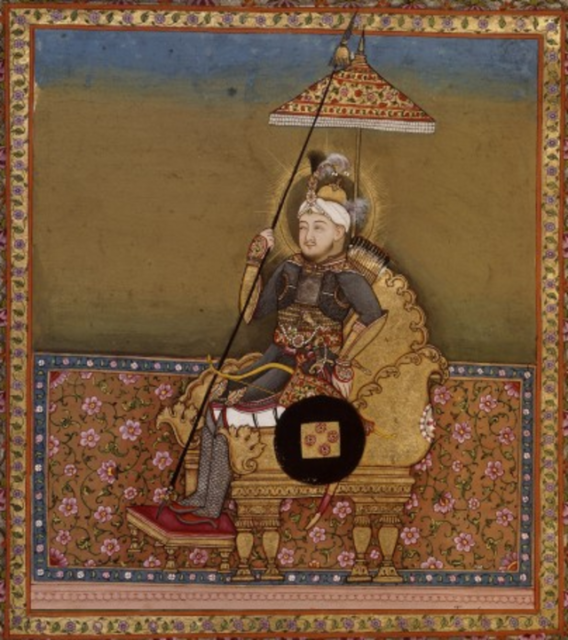 Painting of Timur sitting on a throne