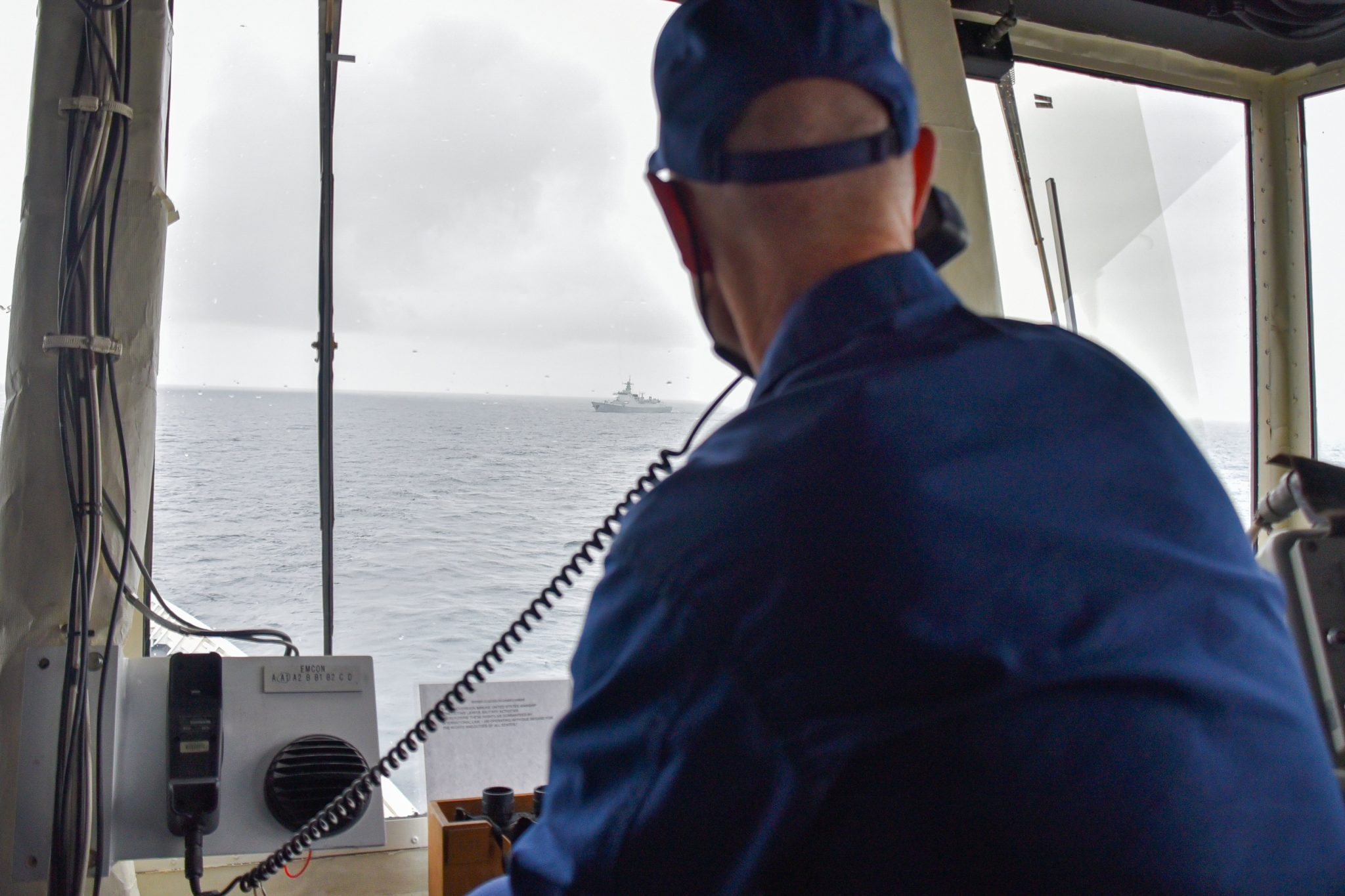 Interactions between US Coast Guard Cutters USCGC Bertholf (WMSL-750) and USCGC Kimball (WMSL-756), and PLAN vessels were safe and professional with verbal communications. (Photo Credit: DVIDSHub)