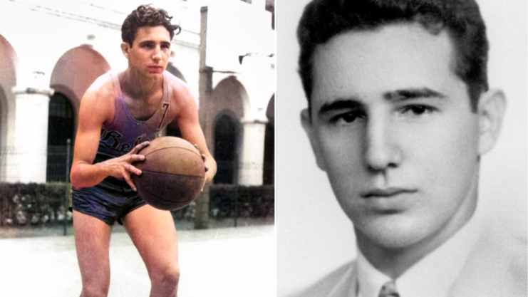 Fidel Castro holding a basketball + Fidel Castro, aged 20