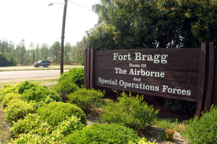 Entrance sign at Fort Bragg