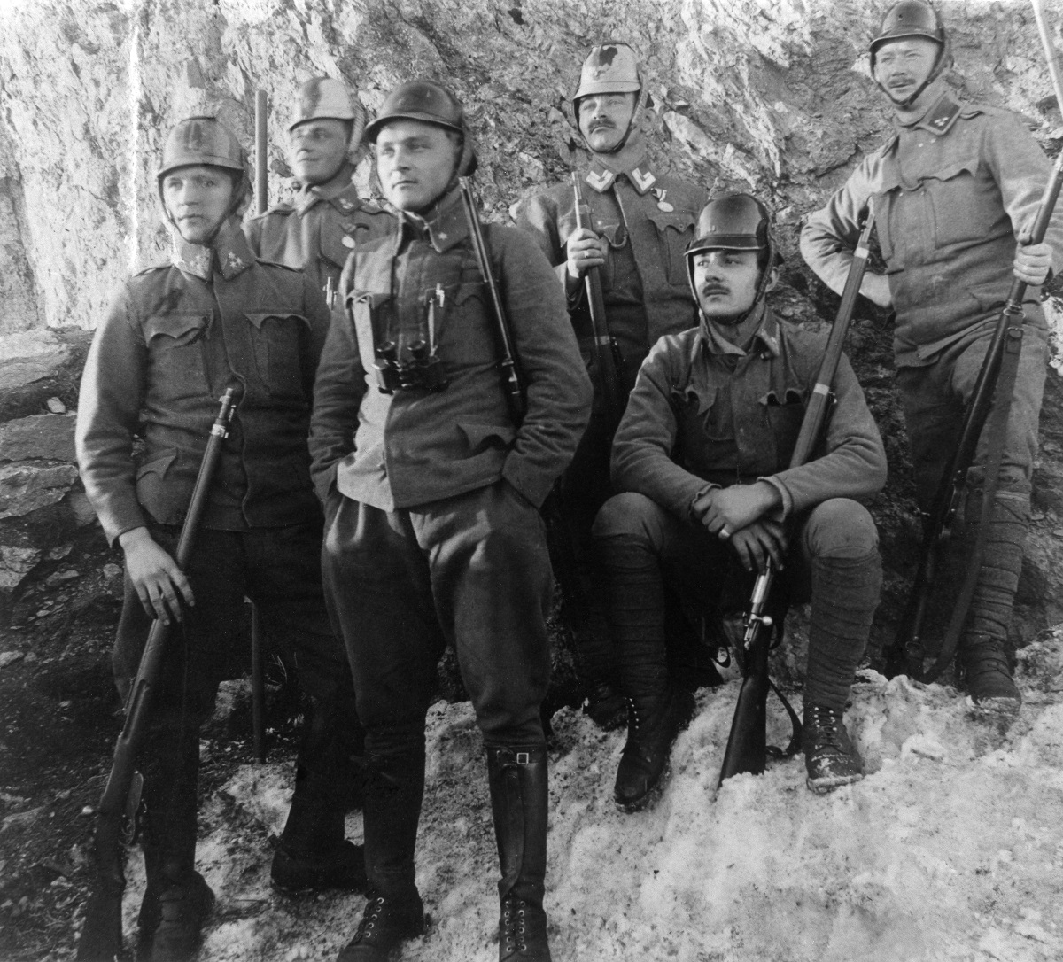 New steel helmets for Austro-Hungarian soldiers on the Italian front that are supposed to protect against falling rocks in the mountains  (Photo by ullstein bild/ullstein bild via Getty Images)